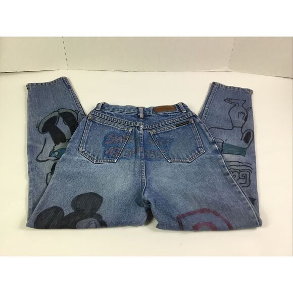 New York Jean Co womens  Jeans hand painted Mickey Minnie Mouse Size 5/6 Juniors - Picture 4 of 11